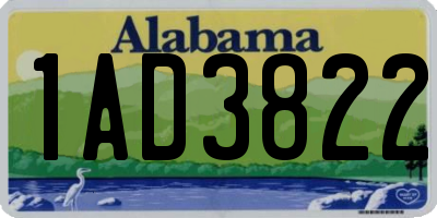 AL license plate 1AD3822