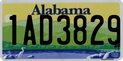 AL license plate 1AD3829