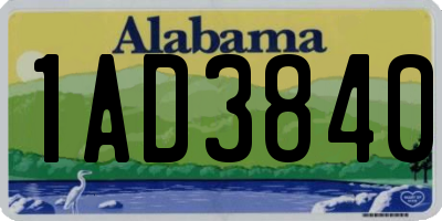 AL license plate 1AD3840