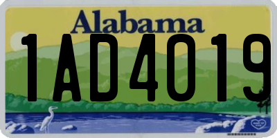 AL license plate 1AD4019