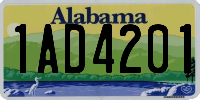 AL license plate 1AD4201