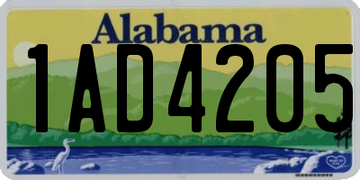 AL license plate 1AD4205