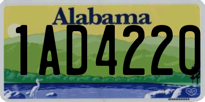 AL license plate 1AD4220