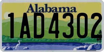AL license plate 1AD4302