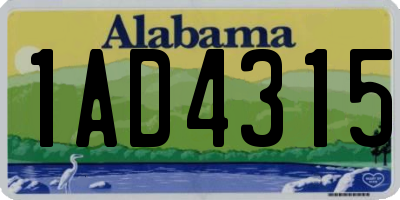 AL license plate 1AD4315