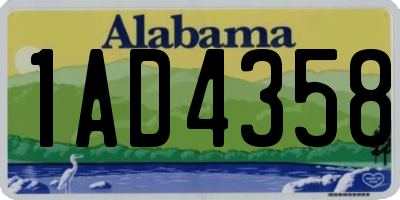 AL license plate 1AD4358