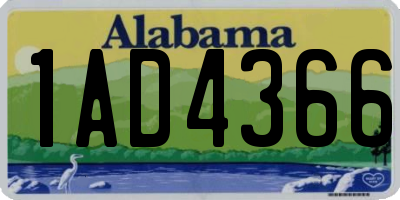 AL license plate 1AD4366