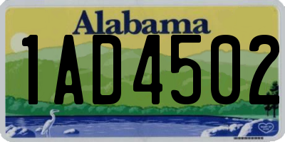 AL license plate 1AD4502