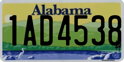 AL license plate 1AD4538