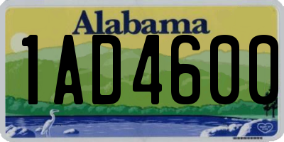 AL license plate 1AD4600