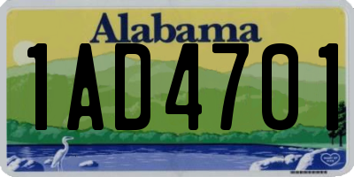 AL license plate 1AD4701