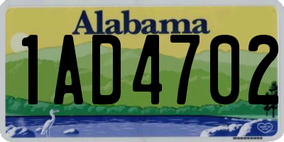 AL license plate 1AD4702