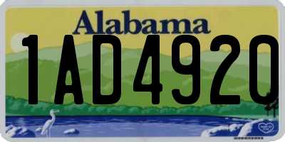 AL license plate 1AD4920