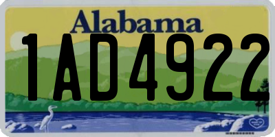 AL license plate 1AD4922