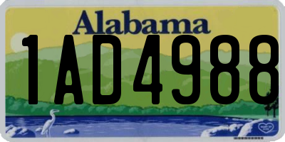 AL license plate 1AD4988