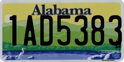 AL license plate 1AD5383