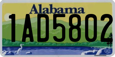 AL license plate 1AD5802