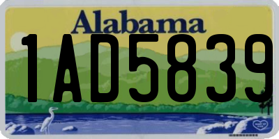 AL license plate 1AD5839