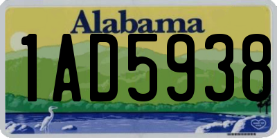 AL license plate 1AD5938