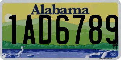 AL license plate 1AD6789