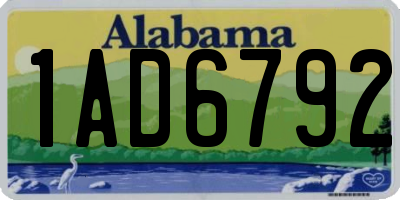 AL license plate 1AD6792