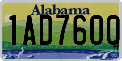 AL license plate 1AD7600