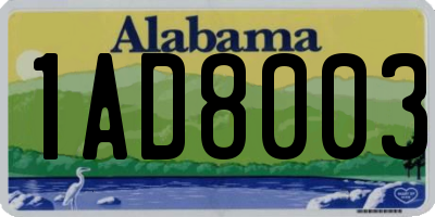 AL license plate 1AD8003