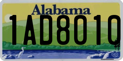 AL license plate 1AD8010