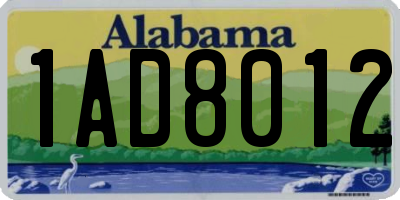 AL license plate 1AD8012