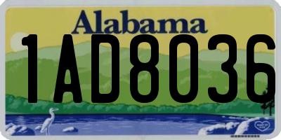 AL license plate 1AD8036