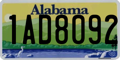 AL license plate 1AD8092