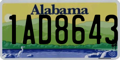 AL license plate 1AD8643