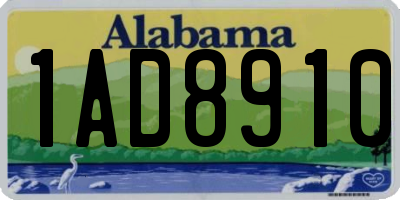 AL license plate 1AD8910