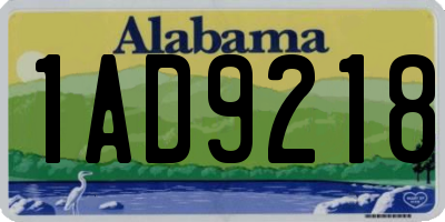 AL license plate 1AD9218