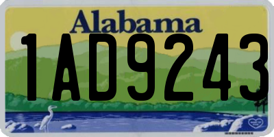 AL license plate 1AD9243