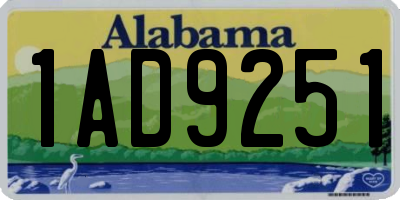 AL license plate 1AD9251