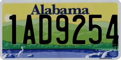 AL license plate 1AD9254