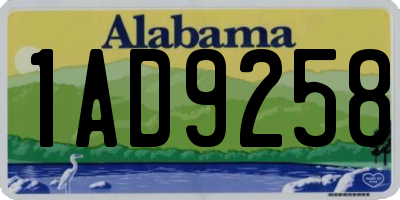 AL license plate 1AD9258