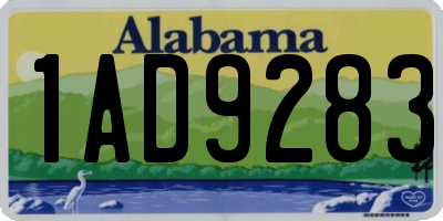 AL license plate 1AD9283
