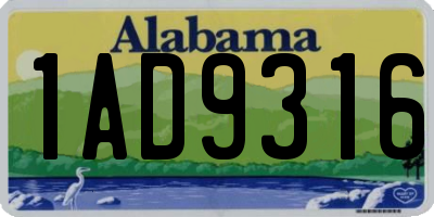 AL license plate 1AD9316