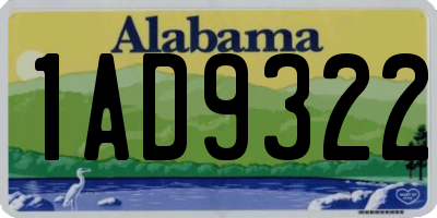 AL license plate 1AD9322