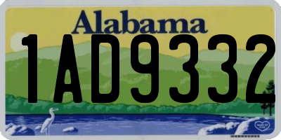 AL license plate 1AD9332