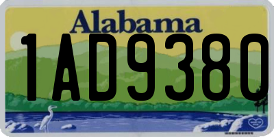 AL license plate 1AD9380