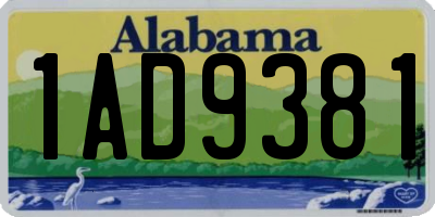 AL license plate 1AD9381