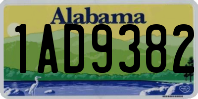 AL license plate 1AD9382