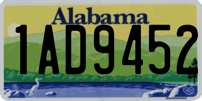 AL license plate 1AD9452