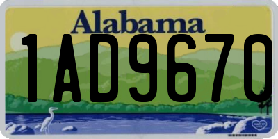 AL license plate 1AD9670