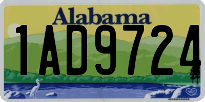 AL license plate 1AD9724