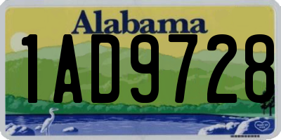AL license plate 1AD9728