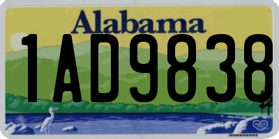 AL license plate 1AD9838